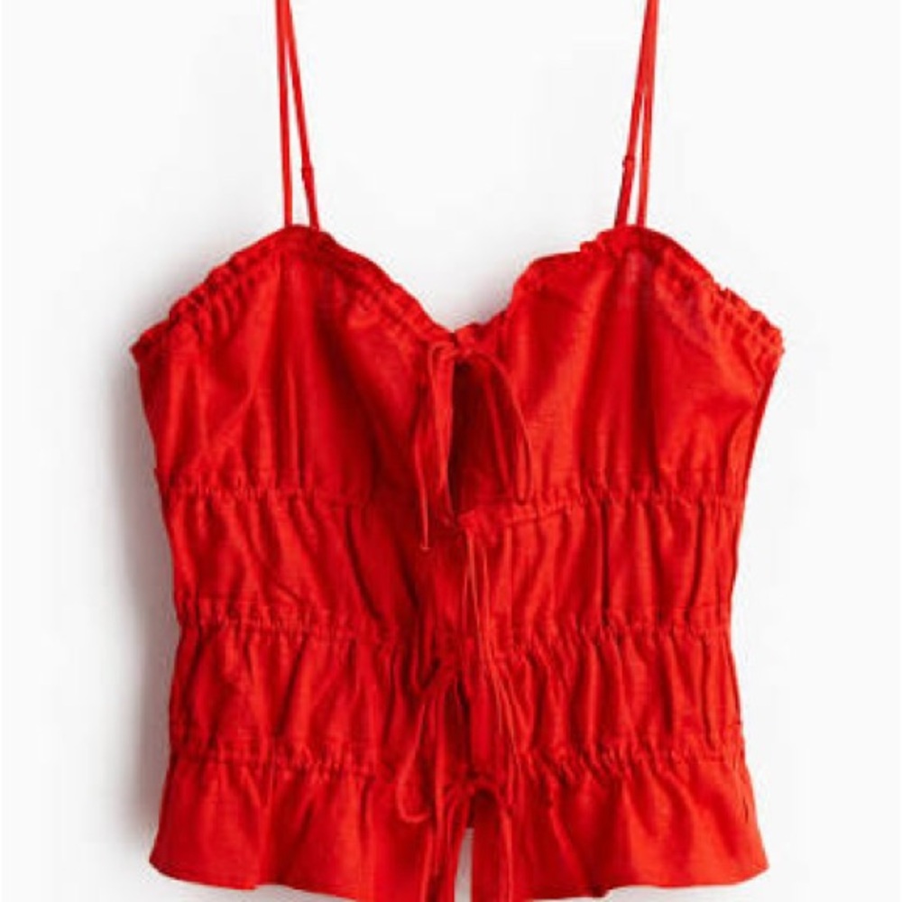 Red Lace up cami top